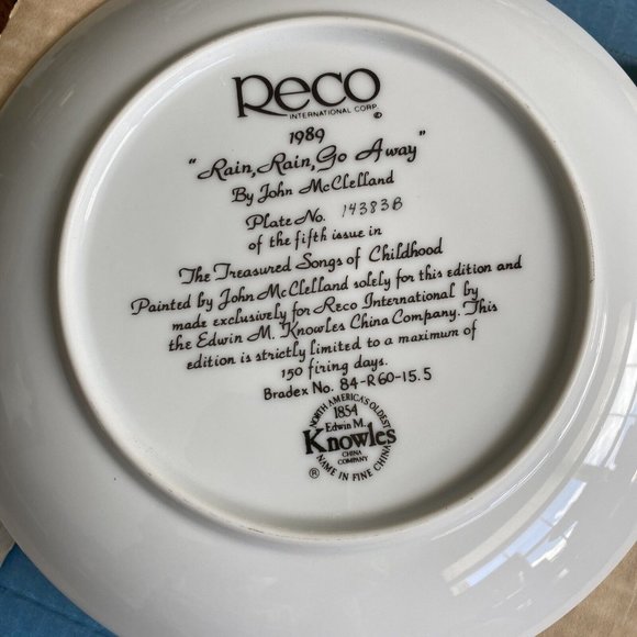 Reco Collector Plates Limited Bradford Exc. w/COA Rain Rain Go Away - Picture 3 of 8